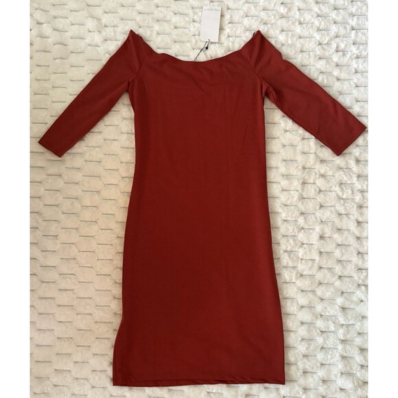 Zara Point Di Roma Bodycon Off-Shoulder Midi Dress Burnt Orange NWT Size M - Picture 3 of 5